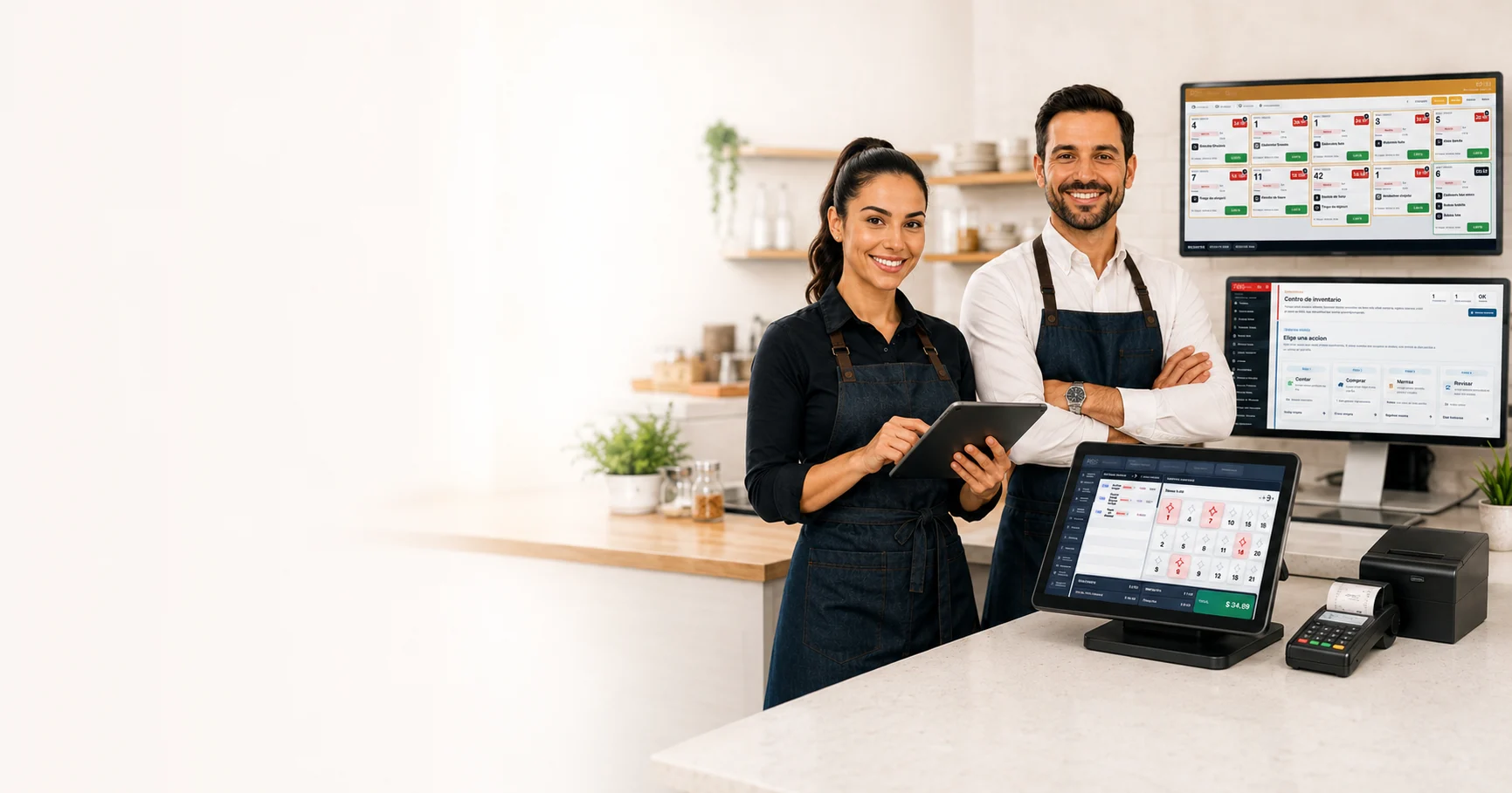 Restaurant operators using DeliveryZone POS with kitchen display, analytics, and point-of-sale screens.